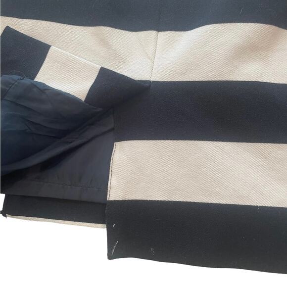 H&M Pencil Skirt 8 Casual Career Stripes Cotton Stretch Midi Zip Blue White - Picture 3 of 9